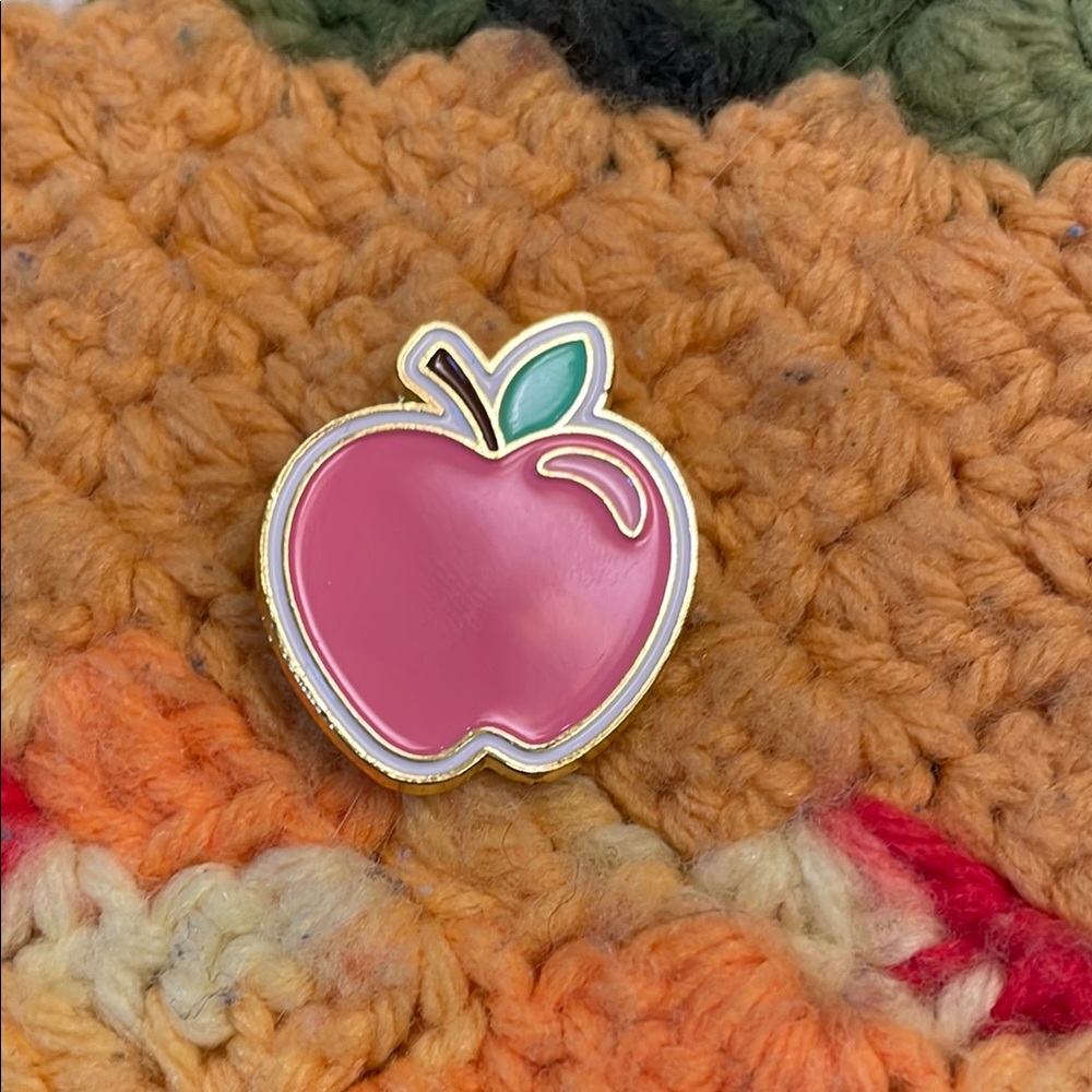 Pink Apple Enamel Push Pin